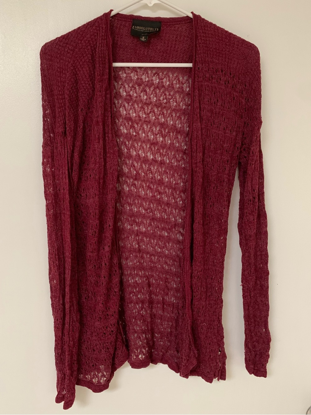 Absolutely Creative Worldwide Open Knit Cardigan - Burgundy